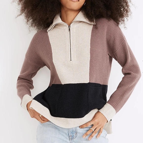 NWOT Glenbrook 1/2 Zip Colorblock Sweater - Picture 1 of 13